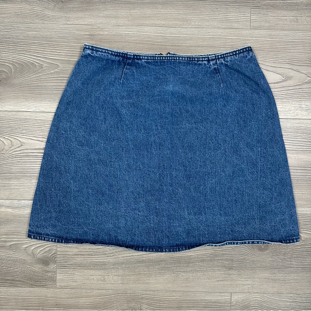 Lands End Denim Mini‎ Skirt Medium Wash Juniors 9 Cotton Zip Back Y2K